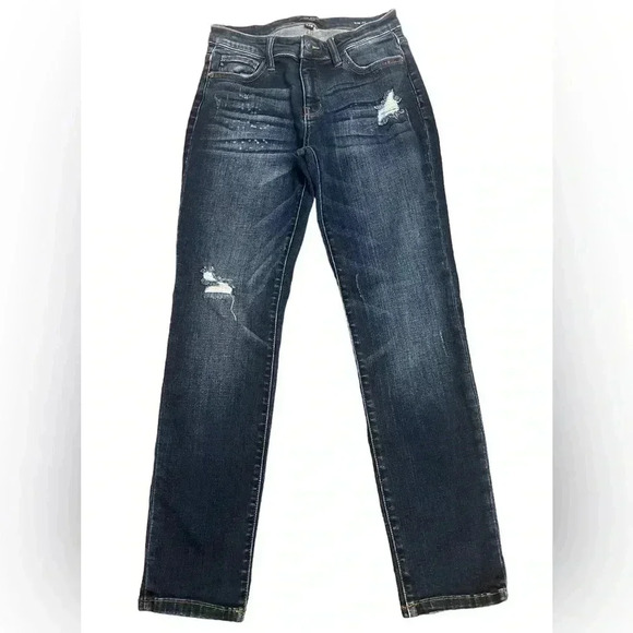 Judy Blue Skinny Fit JB82104DK Dark Wash Light Distressed Jeans Womens size 7/28 - Picture 1 of 16
